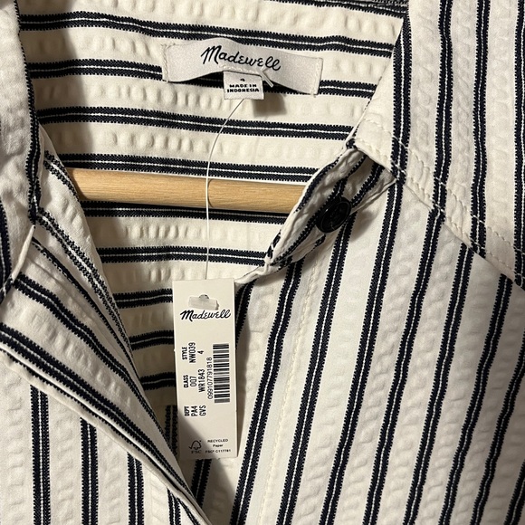 Madewell Black and White Chrisandra Striped Dress Shirt Sz 4 - Picture 3 of 3